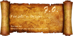 Forján Orion névjegykártya